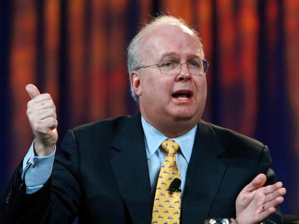 SAN FRANCISCO - OCTOBER 21:  Karl Rove, former Deputy Chief of Staff and Senior Advisor to U.S. President George W. Bush, speaks during a panel discussion at the 2008 Mortgage Bankers Association Conference and Expo October 21, 2008 in San Francisco, California. The annual Mortgage Bankers conference runs through October 22.  (Photo by Justin Sullivan/Getty Images)