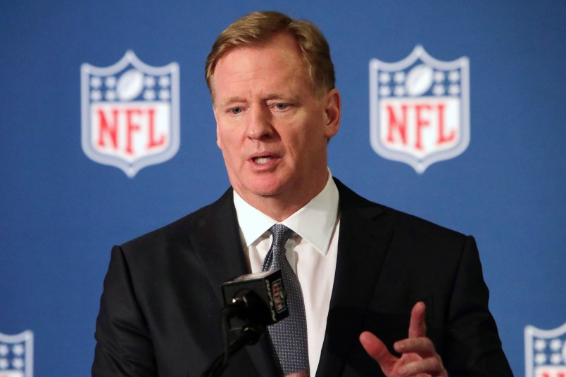 NFL commissioner Roger Goodell speaks during a news conference after the football leagues' meeting in Irving, Texas, Wednesday, Dec. 12, 2018. (AP Photo/LM Otero)