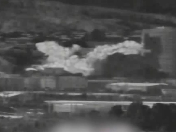 In this photo provided by South Korea Defense Ministry via Yonhap News Agency, an image from a thermal observation device showing the explosion of an inter-Korean liaison office building in North Korea's Kaesong is seen from Paju, South Korea, Tuesday, June 16, 2020. North Korea blew up an inter-Korean liaison office building just inside its border in an act Tuesday that sharply raises tensions on the Korean Peninsula amid deadlocked nuclear diplomacy with the United States.(South Korea Defense Ministry/Yonhap via AP)