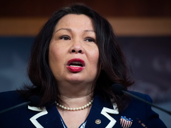 UNITED STATES - JANUARY 25: Sen. Tammy Duckworth, D-Ill., conducts a news conference in the Capitol after the Senate adjourned for the day the impeachment trial of President Donald Trump on Saturday, January 25, 2020. (Photo By Tom Williams/CQ Roll Call)