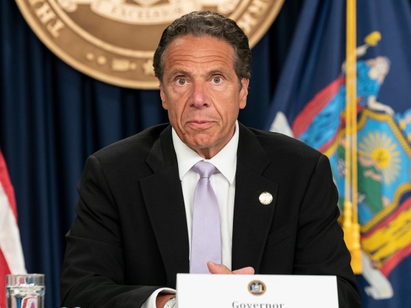NEW YORK, UNITED STATES - 2020/06/24: Governor Andrew Cuomo makes an announcement and holds media briefing at 3rd Avenue office. New Jersey Governor Phil Murphy and Connecticut Governor Ned Lamont joined Cuomo with announcement of  incoming travel advisory that all individuals traveling from states with significant community spread of COVID-19 quarantine for a 14-day period from the time of last contact within the identified state. This quarantine applies to any person arriving from a state with a positive test rate higher than 10 per 100,000 residents over a 7-day rolling average or a state with a 10% or higher positivity rate over a 7-day rolling average. (Photo by Lev Radin/Pacific Press/LightRocket via Getty Images)