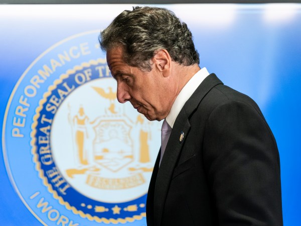 NEW YORK, UNITED STATES - 2020/06/24: Governor Andrew Cuomo makes an announcement and holds media briefing at 3rd Avenue office. New Jersey Governor Phil Murphy and Connecticut Governor Ned Lamont joined Cuomo with announcement of  incoming travel advisory that all individuals traveling from states with significant community spread of COVID-19 quarantine for a 14-day period from the time of last contact within the identified state. This quarantine applies to any person arriving from a state with a positive test rate higher than 10 per 100,000 residents over a 7-day rolling average or a state with a 10% or higher positivity rate over a 7-day rolling average. (Photo by Lev Radin/Pacific Press/LightRocket via Getty Images)