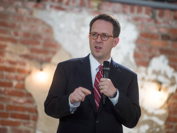 TULSA, OK - OCTOBER 12: Tulsa Mayor G.T. Bynum speaks at the historic Big 10 Ballroom on October 12, 2017 in Tulsa, Oklahoma. The venue was renovated and will operate as a community center for A Pocket Full of Hope. Photo by Ann Hermes/The Christian Science Monitor