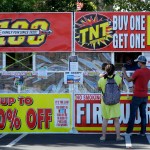 People purchase fireworks on Thursday, July 2, 2020, in Dublin, Calif. (AP Photo/Ben Margot)
