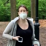FILE - This file image made from May 25, 2020 video provided by Christian Cooper, shows Amy Cooper with her dog talking to Christian Cooper in Central Park in New York. Amy Cooper, walking her dog who called the police during a videotaped dispute with Christian Cooper, a Black man, was charged Monday, July 6, 2020, with filing a false report. (Christian Cooper via AP, File)
