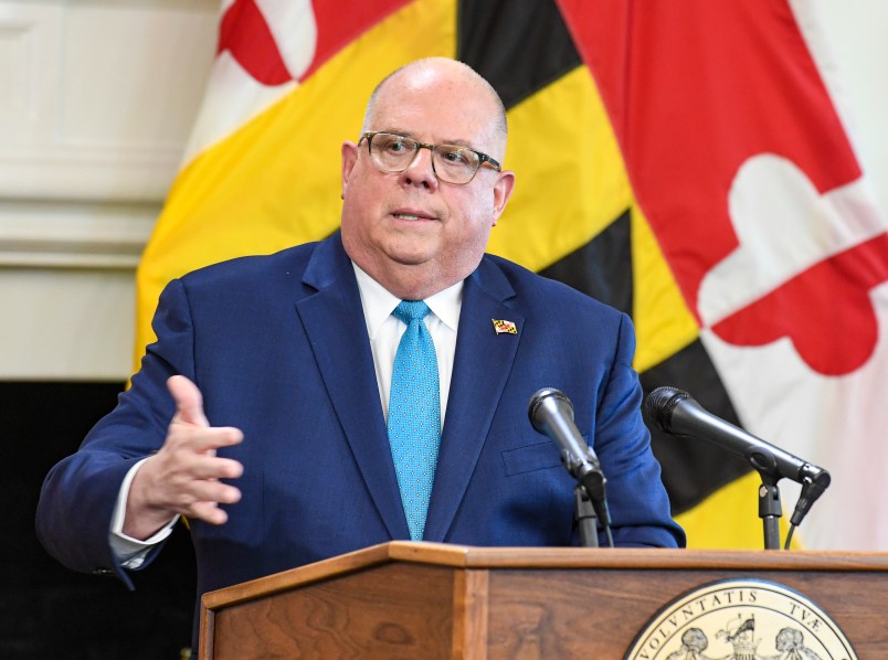 ANNAPOLIS, MD - MAY 13: Maryland Governor Larry Hogan holds a press conference announcing Stage One of the Maryland roadmap to Recovery in the Governor's Reception Room.(Photo by Jonathsn Newton/The Washington Post)