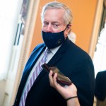 UNITED STATES - JULY 23: Mark Meadows, White House chief of staff, arrives to the Capitol for a meeting with Senate Majority Leader Mitch McConnell, R-Ky., about the COVID-19 relief plan, on Thursday, July 23, 2020. Treasury Secretary Steven Mnuchin, also attended. (Photo By Tom Williams/CQ Roll Call)