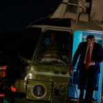 WASHINGTON, DC - AUGUST 09: President Donald Trump arrives at the White House in Marine One on August 9, 2020 in Washington, DC. The President spent the weekend at his property in New Jersey where he attended multiple campaign and fund raising events. (Photo by Samuel Corum/Getty Images)