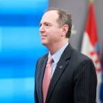 BRUSSELS, BELGIUM - FEBRUARY 17, 2020: Chair of the House Intelligence Committee Adam Bennett Schiff is leaving after a meeting with the President of the European Council (Unseen) in the Europa Building, the EU Council headquarters on February 17, 2020 in Brussels, Belgium. (Photo by Thierry Monasse/Getty Images)