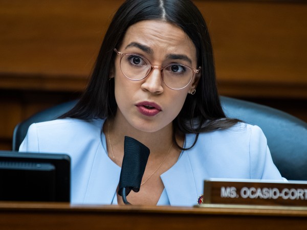 UNITED STATES - AUGUST 24: Rep. Alexandria Ocasio-Cortez, D-N.Y., questions Postmaster General Louis DeJoy during the House Oversight and Reform Committee hearing titled “Protecting the Timely Delivery of Mail, Medicine, and Mail-in Ballots,” in Rayburn House Office Building on Monday, August 24, 2020. (Photo By Tom Williams/CQ Roll Call/Pool)