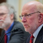 UNITED STATES - FEBRUARY 12: Benjamin Ginsberg, right, and Robert Bauer, co-chairs of The Presidential Commission on Election and Administration, prepare to testify before a Senate Rules and Administration Committee hearing in Russell Building titled "Bipartisan Support for Improving U.S. Elections: An Overview from the Presidential Commission on Election Administration." (Photo By Tom Williams/CQ Roll Call)