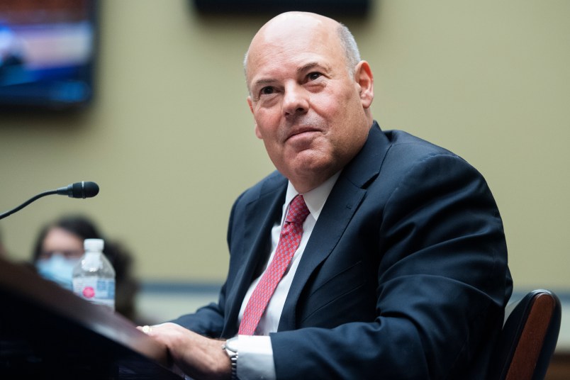 UNITED STATES - AUGUST 24: Postmaster General Louis DeJoy testifies during the House Oversight and Reform Committee hearing titled “Protecting the Timely Delivery of Mail, Medicine, and Mail-in Ballots,” in Rayburn House Office Building on Monday, August 24, 2020. (Photo By Tom Williams/CQ Roll Call/Pool)