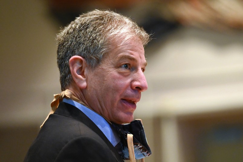 Mayor Ethan Berkowitz addresses the Anchorage Assembly on Tuesday, April 21, 2020, in Anchorage, Alaska. (Bill Roth/Anchorage Daily News/TNS)