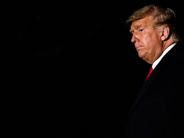 WASHINGTON, DC - OCTOBER 19: US President Donald Trump returns to the White House after multiple campaign stops over the weekend on October 19, 2020 in Washington, DC. With only a couple of weeks left before the 2020 Presidential Election the President is campaigning heavily in key states. (Photo by Samuel Corum/Getty Images)