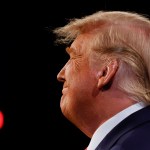 U.S. President Donald Trump reacts during the third and final presidential debate with Democratic presidential nominee Joe Biden at Belmont University in Nashville, Tennessee, U.S., October 22, 2020. REUTERS/Jim Bourg/Pool