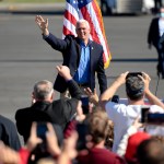 Vice President Mike Pence waves to the crowd. At the Reading Regional Airport in Bern township Saturday October 17, 2020 where Vice President Mike Pence made a stop in Air Force 2 for a campaign rally.