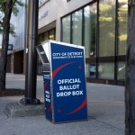 DETROIT, MI - September 4: An official ballot collection box located outside the Detroit Department of Elections office in Detroit, Michigan on Sept. 4, 2020. (Photo by Elaine Cromie For The Washington Post)