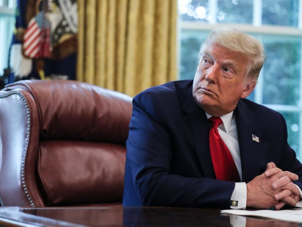 President Donald Trump listens during an event commemorating the repatriation of Native American remains and artifacts from the Republic of Finland in the Oval Office of the White House on Thursday, Sept. 17, 2020, Washington, DC.(Photo by Oliver Contreras/For The New York Times)