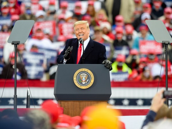 President Donald J. Trump speaks. At the Reading Regional Airport in Bern Township, PA Saturday afternoon October 31, 2020 where United States President Donald J. Trump spoke during a campaign rally for his bid for reelection.