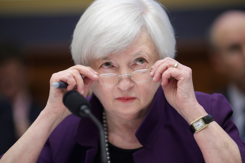 Federal Reserve Chair Janet Yellen testifies before the House Finance Committee in the Rayburn House Office Building November 4, 2015 in Washington, DC. Because the Obama administration has yet to appoint a vice chairman for supervision at the Federal Reserve -- as madated by the Dodd-Frank Law --  Yellen is assuming the semi-annual duty for reporting to the committee on the Fed's "supervision and regulation of the financial system."