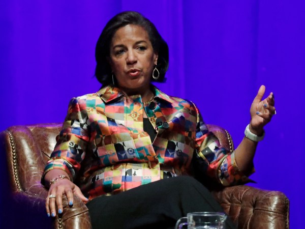 Former national security adviser Susan Rice takes part in a discussion on global leadership at Vanderbilt University Wednesday, Feb. 19, 2020, in Nashville, Tenn. (AP Photo/Mark Humphrey)