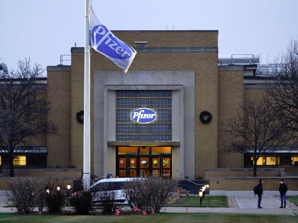 The Pfizer Global Supply Kalamazoo manufacturing plant is shown in Portage, Mich., Friday, Dec. 11, 2020. (AP Photo/Paul Sancya)