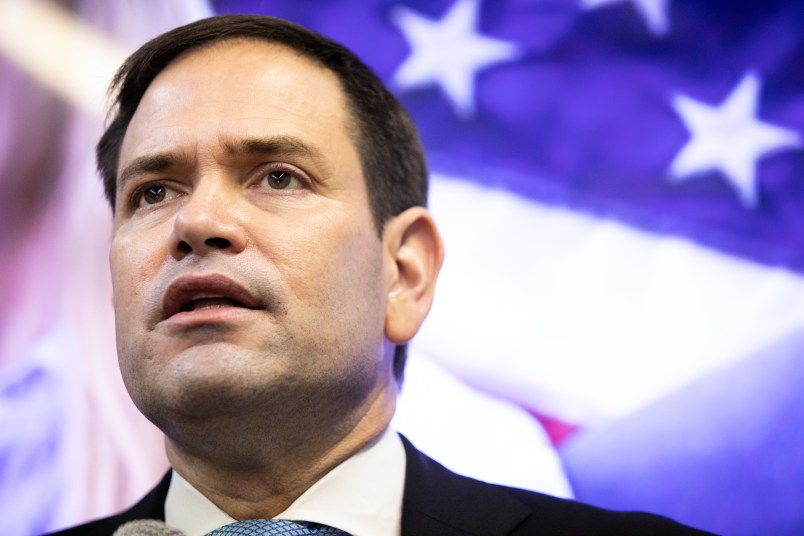 MARIETTA, GA - NOVEMBER 11: Senator Marco Rubio (R-FL) campaigns for Republican U.S. Senate candidates David Purdue and Kelly Loeffler during a Save Our Majority campaign rally on November 11, 2020 in Marietta, Georgia.  Georgia Sens. Purdue and Loeffler are in a runoff race against Democratic U.S. Senate candidates Raphael Warnock and Jon Ossoff.  (Photo by Jessica McGowan/Getty Images)