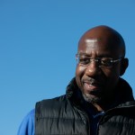 CONYERS, GA - DECEMBER 05: Democratic U.S. Senate candidate Raphael Warnock during an outdoor drive-in rally on December 5, 2020 in Conyers, Georgia. Warnock faces Republican candidate Sen. Kelly Loeffler (R-GA) in a runoff election that will take place January 5th.  (Photo by Jessica McGowan/Getty Images)