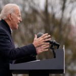 President-elect Joe Biden speaks at a drive-in rally for Georgia Democratic candidates for U.S. Senate Raphael Warnock and Jon Ossoff, Tuesday, Dec. 15, 2020, in Atlanta. (AP Photo/Patrick Semansky)