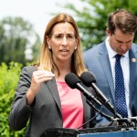WASHINGTON, D C , UNITED STATES - 2019/07/10: U.S. Representative Mikie Sherrill (D-NJ) speaking in favor of inclusion of House Amendment # 270 to the National Defense Authorization Act (NDAA) aimed at preventing war with Iran, at the Capitol in Washington, DC. (Photo by Michael Brochstein/SOPA Images/LightRocket via Getty Images)