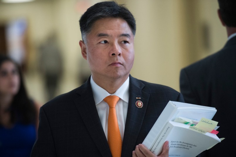 UNITED STATES - SEPTEMBER 17: Rep. Ted Lieu, D-Calif., arrives for the House Judiciary Committee hearing titled “Presidential Obstruction of Justice and Abuse of Power,” in Rayburn Building on Tuesday, September 17, 2019. Corey Lewandowski, former campaign manager for the Trump presidential campaign, testified. (Photo By Tom Williams/CQ Roll Call)