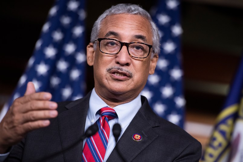 UNITED STATES - JULY 29: Rep. Bobby Scott, D-Va., speaks during a news conference on child care relief bills in the Capitol Visitor Center on Wednesday, July 29, 2020.(Photo By Tom Williams/CQ Roll Call)