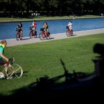 WASHINGTON, D.C., Aug. 31, 2020 -- People ride bicycles on the National Mall in Washington, D.C., the United States, Aug. 30, 2020. The number of COVID-19 cases in the United States reached 5,994,855 as of 9:28 p.m. EDT on Sunday, according to the Center for Systems Science and Engineering at Johns Hopkins University. (Photo by Ting Shen/Xinhua via Getty)