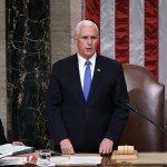 Vice President Mike Pence readS the final certification of Electoral College votes cast in November's presidential election during a joint session of Congress after working through the night, at the Capitol in Washington, Thursday, Jan. 7, 2021. Violent protesters loyal to President Donald Trump stormed the Capitol Wednesday, disrupting the process. (AP Photo/J. Scott Applewhite, Pool)