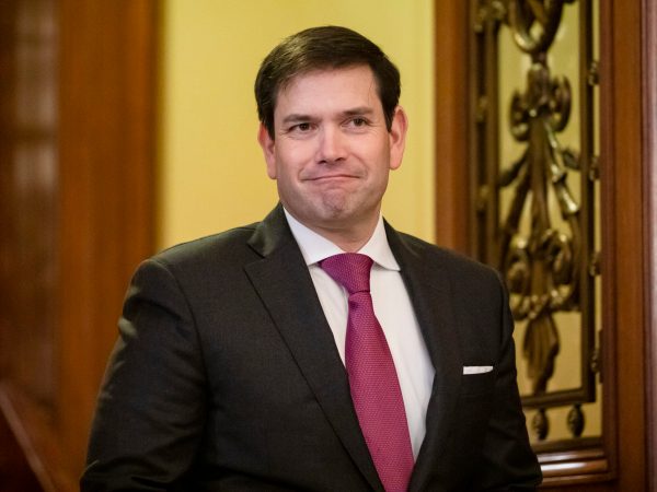 WASHINGTON, DC - FEBRUARY 3: Senator Marco Rubio (R-FL) leaves the Senate floor during a recess in the Senate impeachment trial of President Donald Trump on February 3, 2020 in Washington, DC. Closing arguments begin Monday after the Senate voted to block witnesses from appearing in the impeachment trial. The final vote is expected on Wednesday. (Photo by Samuel Corum/Getty Images) *** Local Caption *** Marco Rubio