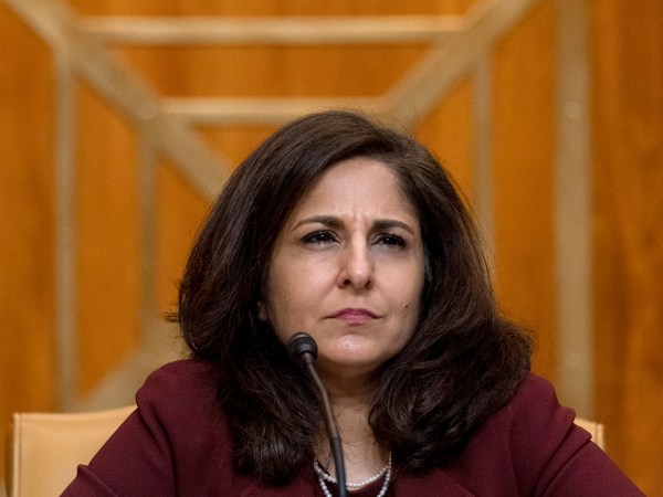 Neera Tanden, President Joe Biden’s nominee for Director of the Office of Management and Budget (OMB), appears beofre a Senate Committee on the Budget hearing on Capitol Hill in Washington, Wednesday, Feb. 10, 2021.(AP Photo/Andrew Harnik, Pool)