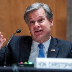 UNITED STATES - SEPTEMBER 24: FBI Director Christopher Wray, testifies during the Senate Homeland Security and Governmental Affairs Committee hearing titled “Threats to the Homeland,” in Dirksen Senate Office Building on Thursday, September 24, 2020. (Photo By Tom Williams/CQ Roll Call/Pool)