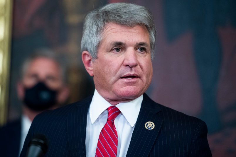 UNITED STATES - SEPTEMBER 30: Reps. Michael McCaul, R-Texas, right, chairman of the China Task Force, and House Minority Leader Kevin McCarthy, R-Calif., conduct a news conference on the China Task Force report in the Capitol’s Rayburn Room on Wednesday, September 30, 2020. The report outlines bipartisan action to combat threats from China. (Photo By Tom Williams/CQ Roll Call)