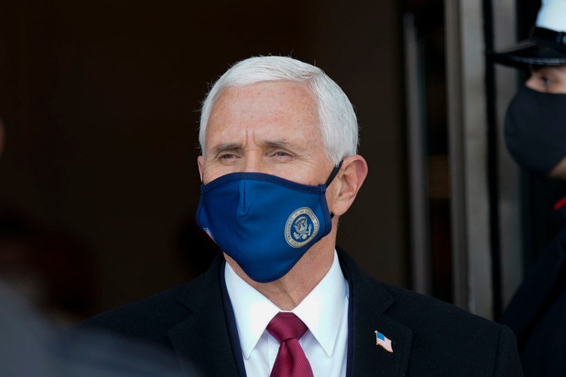 WASHINGTON, DC - JANUARY 20, 2021: Former Vice President Mike Pence departs after the inauguration of President Joe Biden on January 20, 2021 in Washington, DC. (Photo by Melina Mara/The Washington Post/POOL)