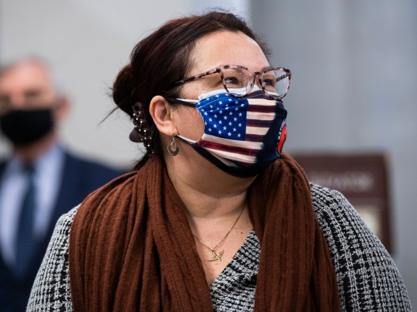 UNITED STATES - FEBRUARY 9: Sen. Tammy Duckworth, D-Ill., is seen in the senate subway after the first day of the impeachment trial of former President Donald Trump in the Capitol in Washington, D.C., on Tuesday, February 9, 2021. (Photo By Tom Williams/CQ Roll Call/POOL)
