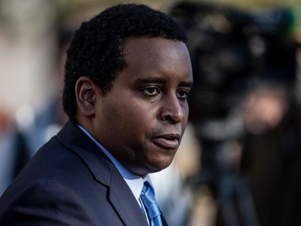 BOULDER, CO - MARCH 22: U.S. Representative Joe Neguse (D-CO) addresses the media after a gunman opened fire at a King Sooper's grocery store, killing ten people, including one police officer, on March 23, 2021 in Boulder, Colorado. (Photo by Chet Strange/Getty Images)