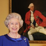 Queen Elizabeth II stands in the 18th Century Room at Buckingham Palace in front of a 1771 portrait by Johann Zoffany of George III, who was king for 59 years (1760-1820).   * This photograph is one of a Golden Jubilee portfolio of photographs being unveiled to mark the 50th anniversary of the Queen's accession. The 18th Century Room is part of the Belgian Suite, used by visiting VIPs at Buckingham Palace - the official London residence of Queen Elizabeth II. 31/05/02 Photographers including the Earl of Lichfield and the rock star Bryan Adams were gathering today to see their Golden Jubilee portraits of the Queen go on public display.Seven photographers were scheduled to attend the National Portrait Gallery n London ahead of a free exhibition to mark the monarch's 50 years on the throne.   (Photo by Fiona Hanson - PA Images/PA Images via Getty Images)