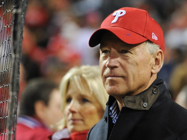 PHILADELPHIA - OCTOBER 16:  Joe Biden, Vice President of the United States of America, is seen during pre-game introductions prior to Game One of the National League Championship Series between the San Francisco Giants and the Philadelphia Phillies at Citizens Bank Park in Philadelphia, Pennsylvania on October 16, 2010.  The Giants defeated the Phillies 4-3.  (Photo by Rich Pilling/MLB Photos via Getty Images) *** Local Caption *** Joe Biden