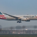 American Airlines Boeing 787 Dreamliner aircraft as seen flying and arriving early morning, on final approach landing at Amsterdam Schiphol Internation Airport AMS EHAM. The advanced modern wide-body B787 airplane has the registration N806AA and is powered by 2x GE jet engines. American is a US carrier based in Fort Worth in Texas, it is the largest airline in the world by fleet size and passengers carried, member of Oneworld aviation alliance.  The world aviation passenger traffic numbers fell because of the travel restrictions and the safety measures such as lockdowns, quarantine etc due to the Covid-19 Coronavirus pandemic that hit hard the aviation industry. Amsterdam, Netherlands on April 1, 2021 (Photo by Nicolas Economou/NurPhoto)