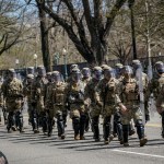 WASHINGTON, DC - APRIL 2: National Guard troops arrive along Constitution Avenue as law enforcement responds to a security incident near the U.S. Capitol on April 2, 2021 in Washington, DC. (Photo by Drew Angerer/Getty Images)