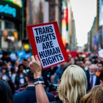 TIMES SQUARE NYC, NEW YORK CITY, NEW YORK, UNITED STATES - 2017/07/26: On July 26, 2017, after a series of tweets by President Donald Trump, which proposed to ban transgender people from military service, thousands of New Yorkers took the streets of in opposition.  Thousands of transgender soldiers are currently serving in all branches of the United States Armed forces. (Photo by Michael Nigro/Pacific Press/LightRocket via Getty Images)