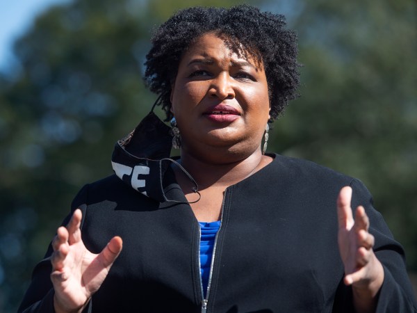 UNITED STATES - NOVEMBER 3: Stacey Abrams, former candidate for Georgia governor, speaks at campaign event for Rev. Raphael Warnock, Democratic candidate for Georgia senate, near Coan Park in Atlanta, Ga., on Tuesday, November 3, 2020. (Photo By Tom Williams/CQ Roll Call)
