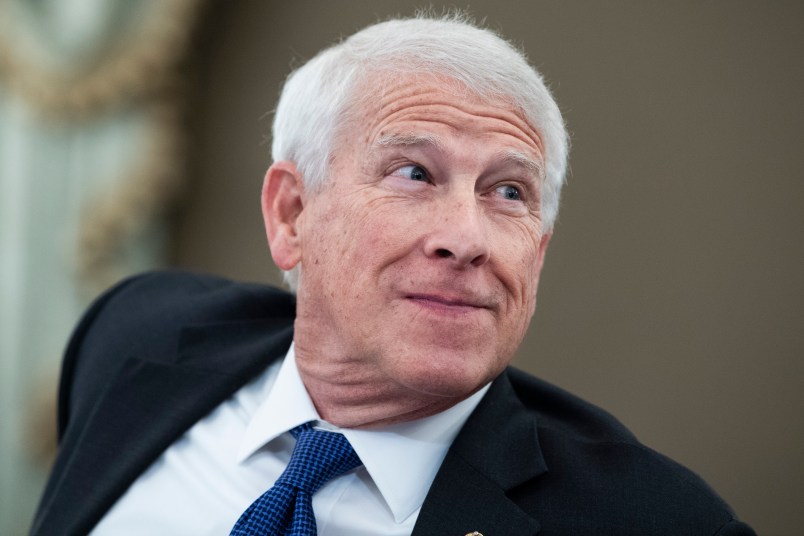 UNITED STATES - JANUARY 26: Chairman Roger Wicker, R-Miss., listens to Gina Raimondo, nominee for Secretary of Commerce, testify remotely during her Senate Commerce, Science, and Transportation Committee confirmation hearing in Russell Senate Office Building in Washington, D.C., on Tuesday, January 26, 2021. (Photo By Tom Williams/CQ Roll Call/POOL)