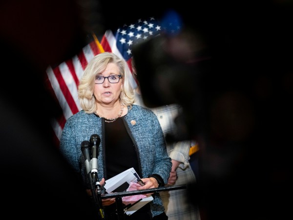 WASHINGTON, DC - APRIL 20: Rep. Liz Cheney (R-WY) speaks during a press conference following a House Republican caucus meeting on Capitol Hill on April 20, 2021 in Washington, DC. The House Republican members spoke about the Biden administration's immigration policies and the coronavirus pandemic. (Photo by Sarah Silbiger/Getty Images)