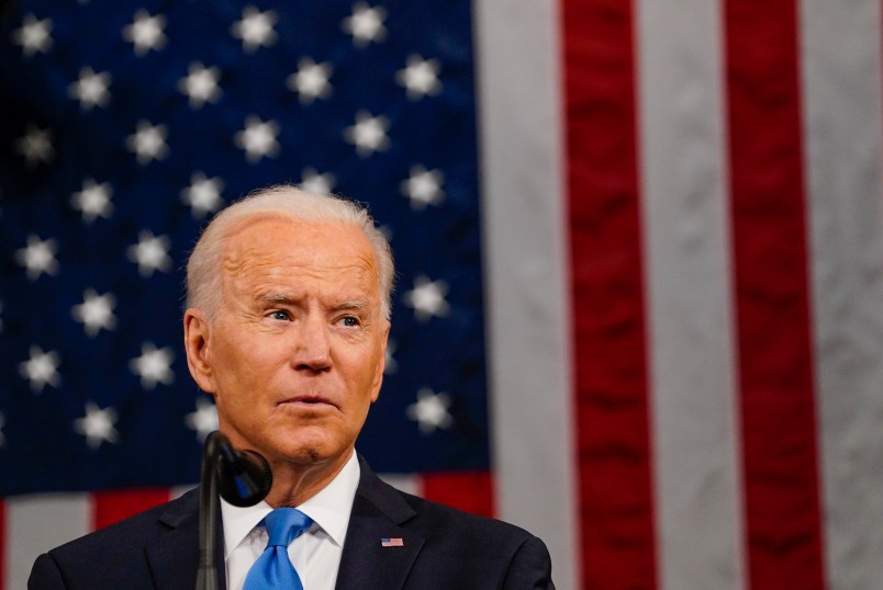 WASHINGTON, DC - APRIL 28: President Joe Biden addresses a joint session of Congress, on Wednesday, April 28, 2021. Biden spoke to a nation seeking to emerge from twin crises of pandemic and economic slide in his first speech to a joint session of Congress. (Melina Mara/The Washington Post)